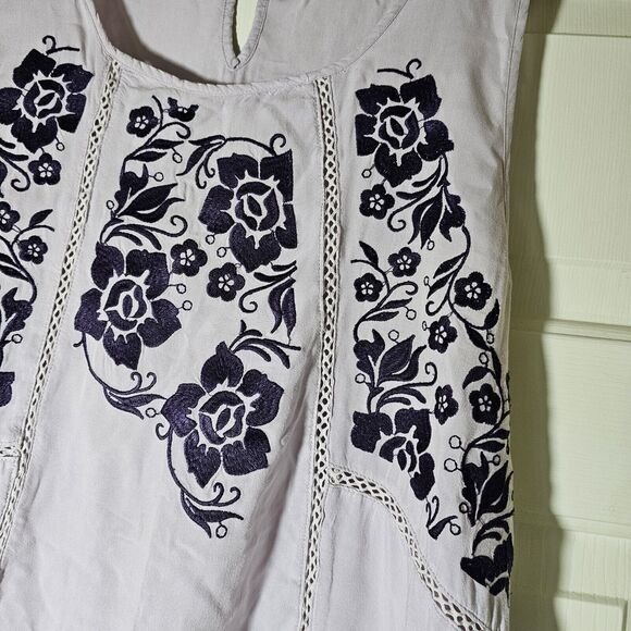 Umgee USA Womens Purple On Purple Ruffle Sleeveless Embroidered Tunic Medium - Picture 1 of 8